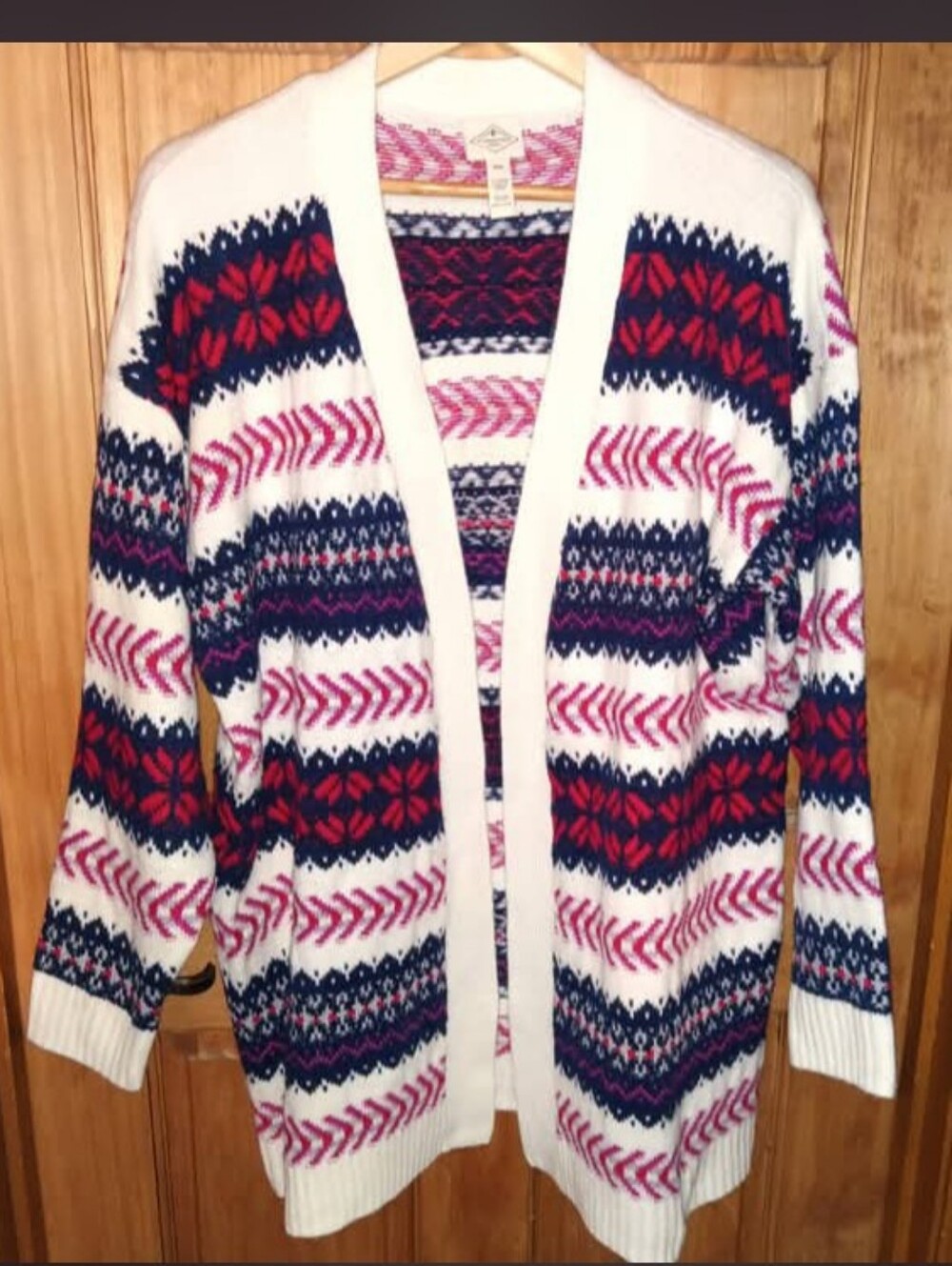St. John's Bay Open-Front Cardigan Fair Isle Coastal Cottage Core Boho